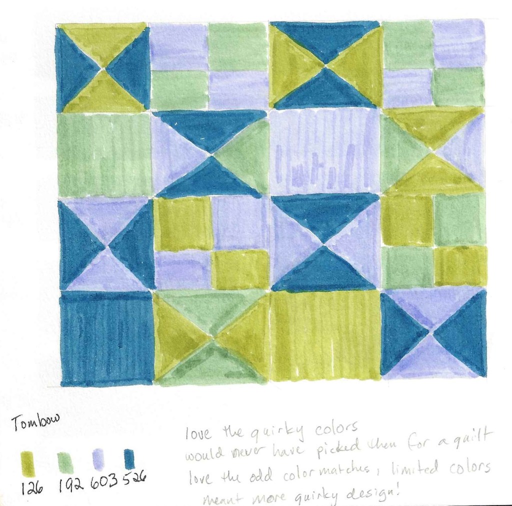 a quilt pattern in watercolor markers