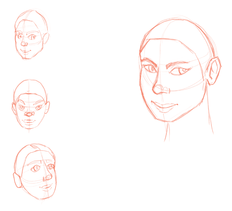 sketches of female faces