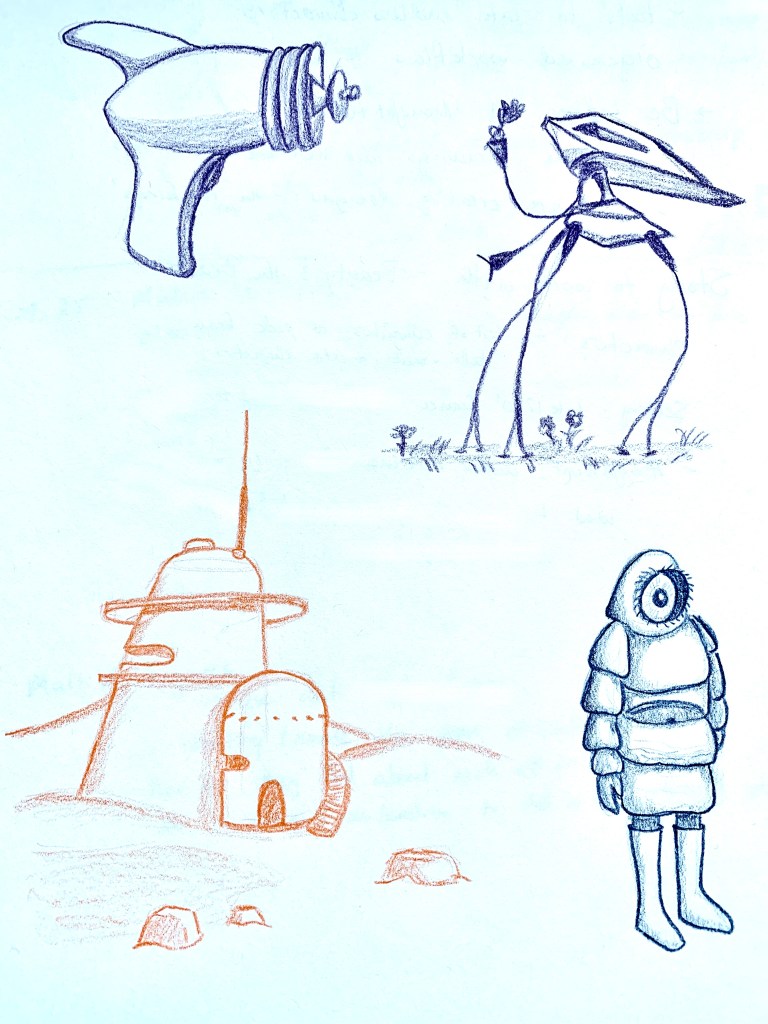 sketches of scifi themed objects