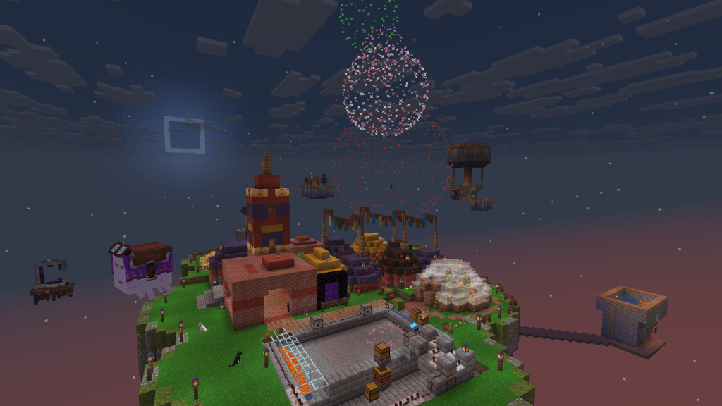 fireworks above my skyblock world